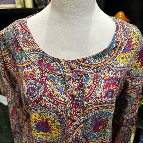 Talbots Colorful Boho Floral Blouse Size 12 - Picture 3 of 12